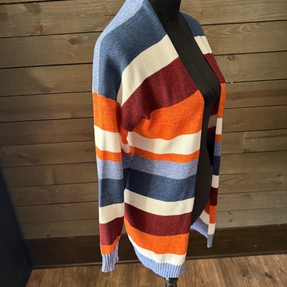 Ecowish Multicolor Striped Open-Front Cardigan Sweater Small - Picture 6 of 7